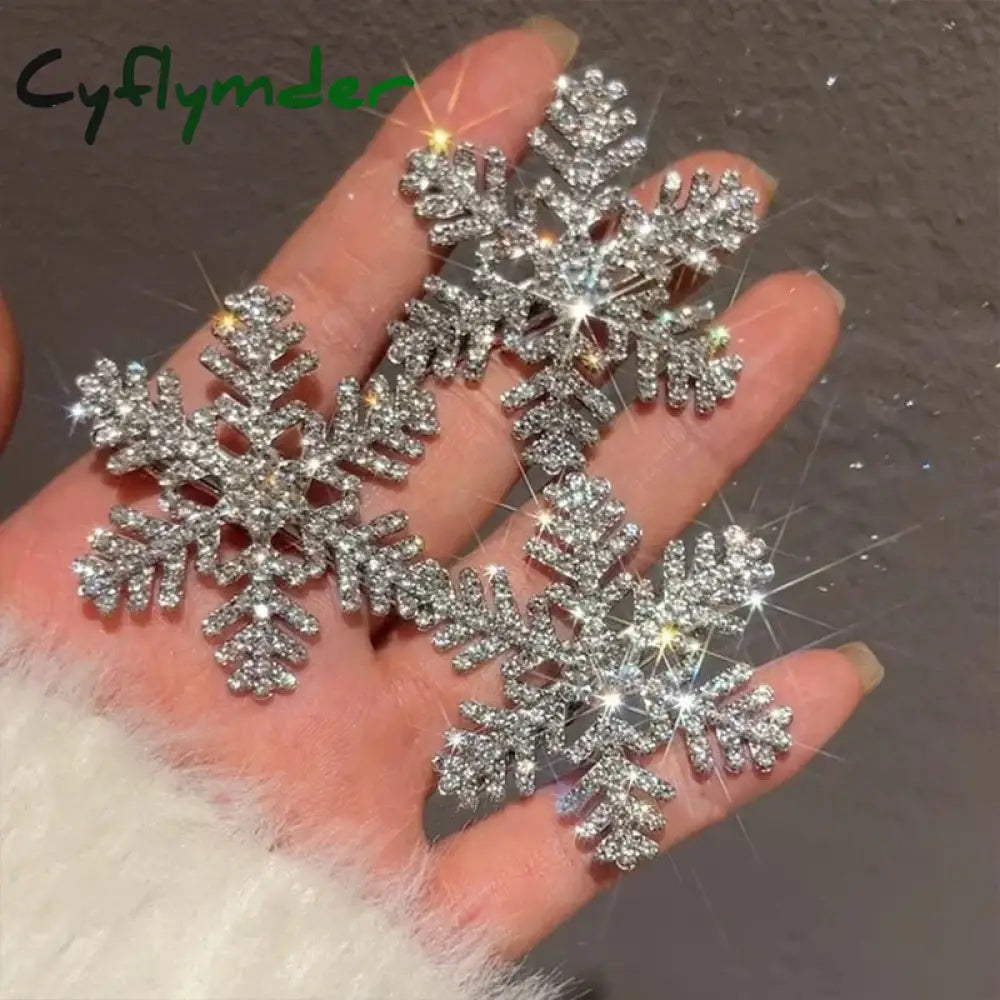 Cyflymder 1/5pcs Winter Rhinestone Snowflake Side Clip Hair Pins Christmas New Year Sweet Cute Pearl Barrettes Female