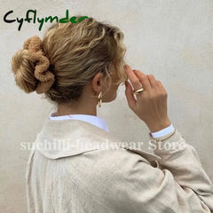 Cyflymder 1/7 Pcs/Set Women Hair Scrunchies Velvet Solid Color Band For Girls Ponytail Holder