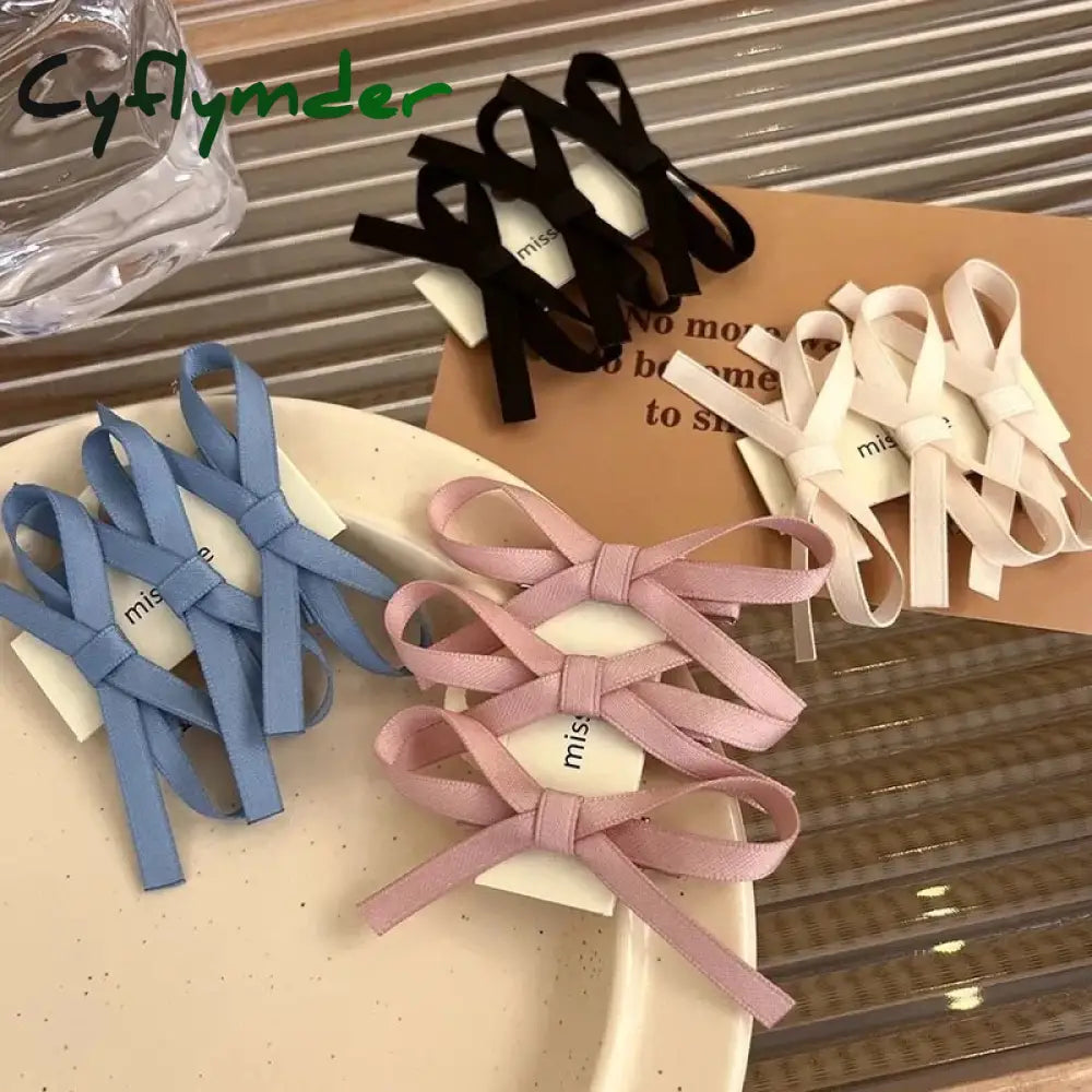 Cyflymder 1-8Pcs Bowknot Hair Clips Sweet Ballet Ribbon Bow Hairpin Bang Clip Korean Girl Mini Grab