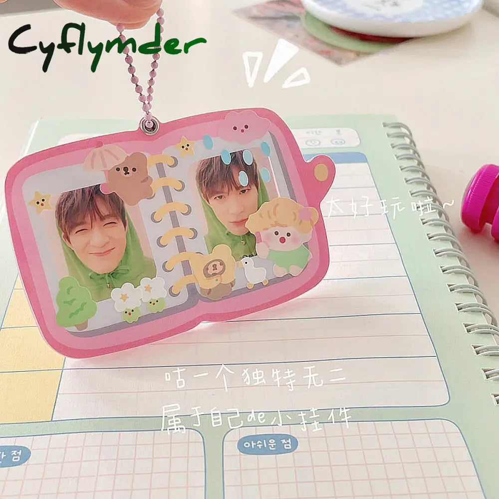 Cyflymder 1 Inch Small Book Shape Idol Postcard Photo Album Mini Star Organizer Card Holder Case