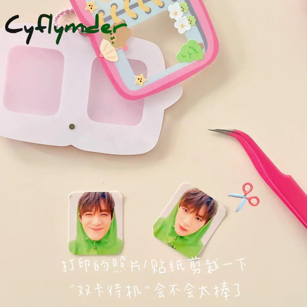 Cyflymder 1 Inch Small Book Shape Idol Postcard Photo Album Mini Star Organizer Card Holder Case