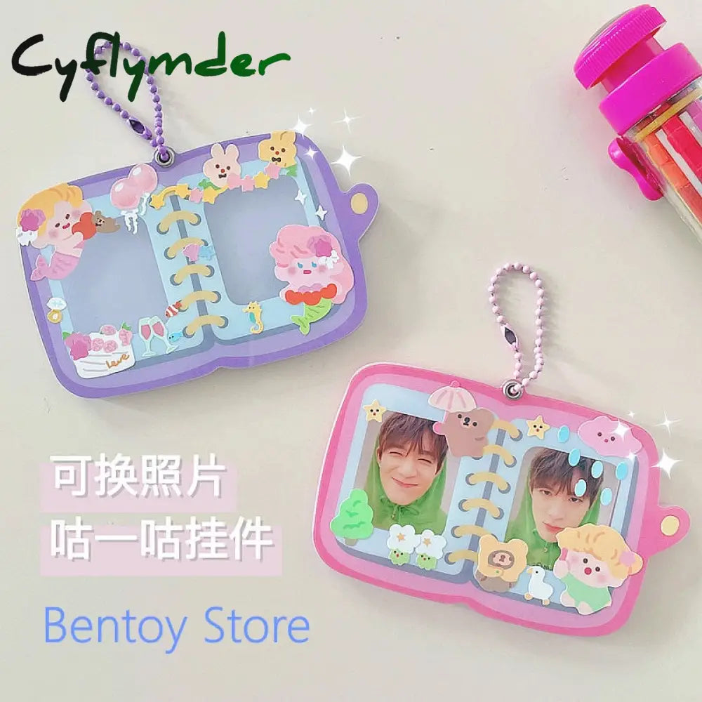 Cyflymder 1 Inch Small Book Shape Idol Postcard Photo Album Mini Star Organizer Card Holder Case