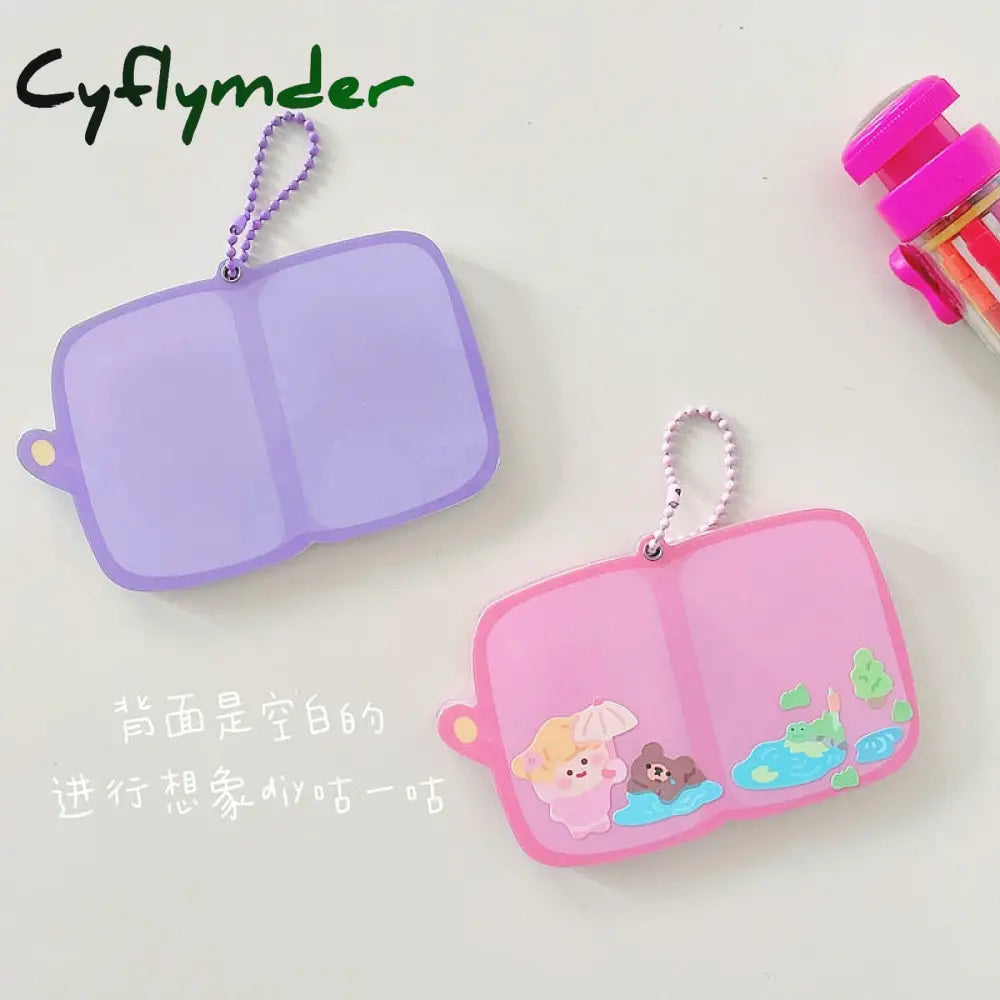 Cyflymder 1 Inch Small Book Shape Idol Postcard Photo Album Mini Star Organizer Card Holder Case