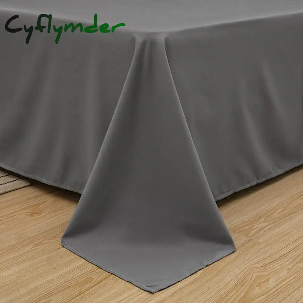 Cyflymder 1 pc Bed Flat Sheet for Double Bed Plain Solid Color Top Sheets Single/Queen/King Flat Bedsheets Soft Home