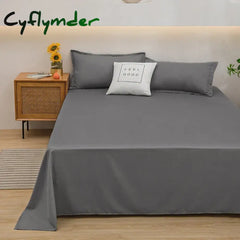 Cyflymder 1 pc Bed Flat Sheet for Double Bed Plain Solid Color Top Sheets Single/Queen/King Flat Bedsheets Soft Home