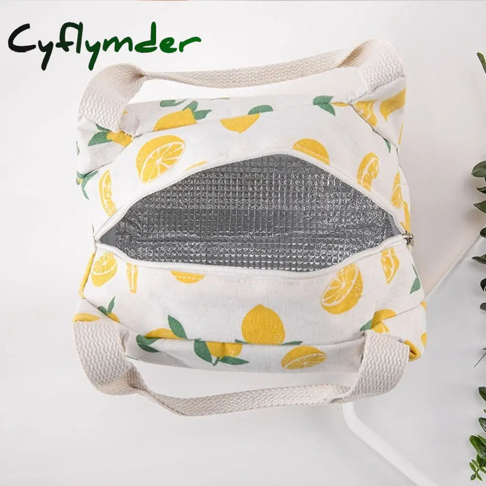 Cyflymder 1 Pc Cute Fruit Lunch Bag For Women Portable Insulated Thermal Bento Pouch Container