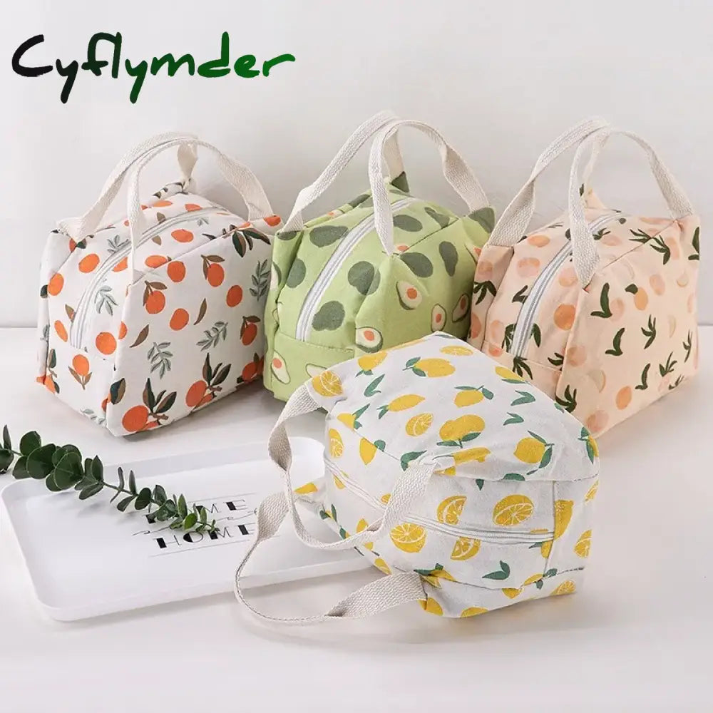 Cyflymder 1 Pc Cute Fruit Lunch Bag For Women Portable Insulated Thermal Bento Pouch Container