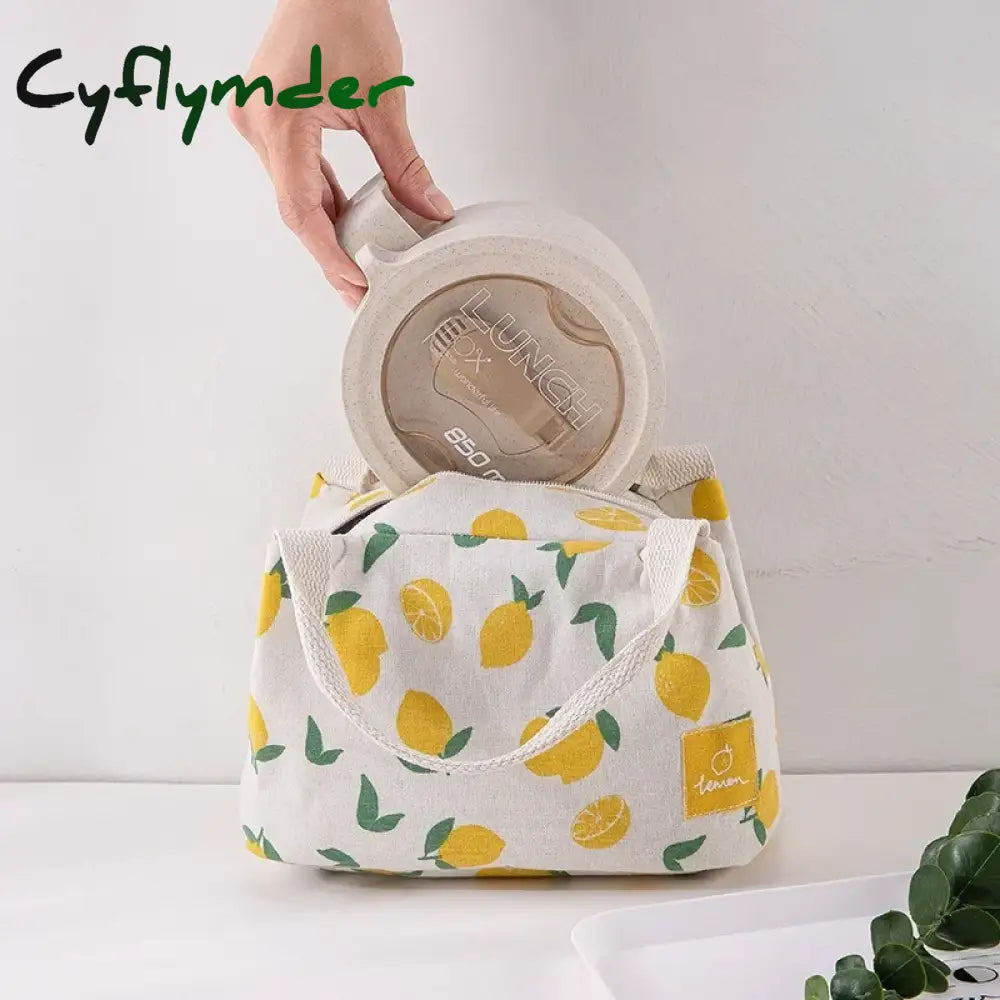 Cyflymder 1 Pc Cute Fruit Lunch Bag For Women Portable Insulated Thermal Bento Pouch Container