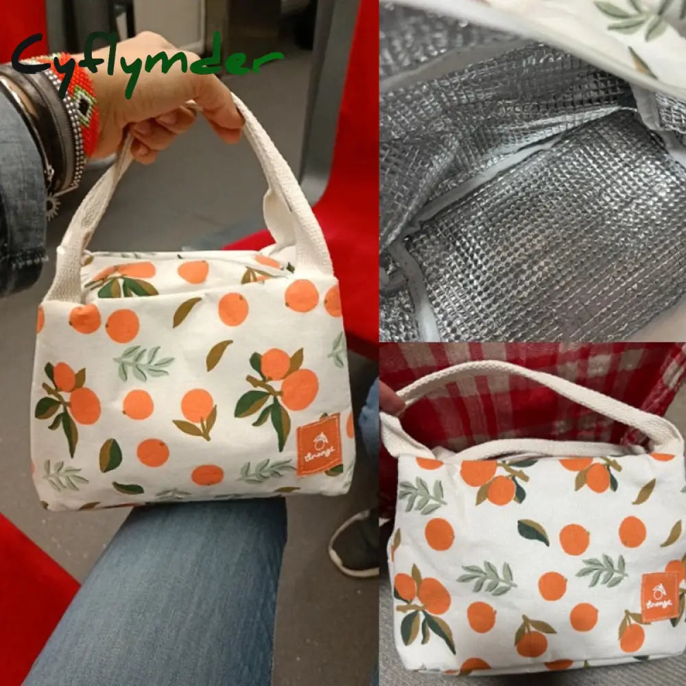 Cyflymder 1 Pc Cute Fruit Lunch Bag For Women Portable Insulated Thermal Bento Pouch Container