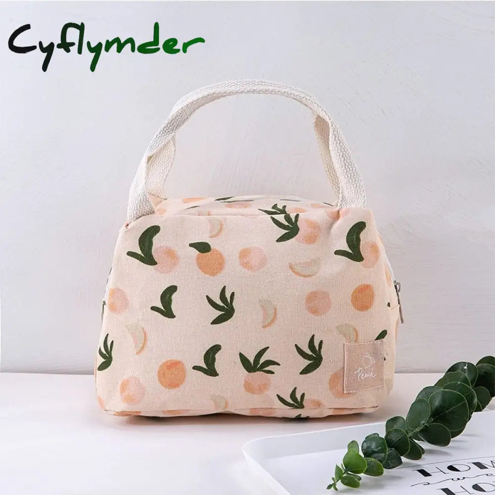 Cyflymder 1 Pc Cute Fruit Lunch Bag For Women Portable Insulated Thermal Bento Pouch Container