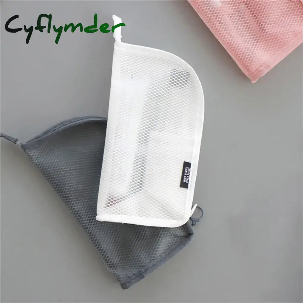 Cyflymder 1 Pc Folding Zipper Travel Makeup Brush Bag Portable Mesh Cosmetic Toothbrush Washing