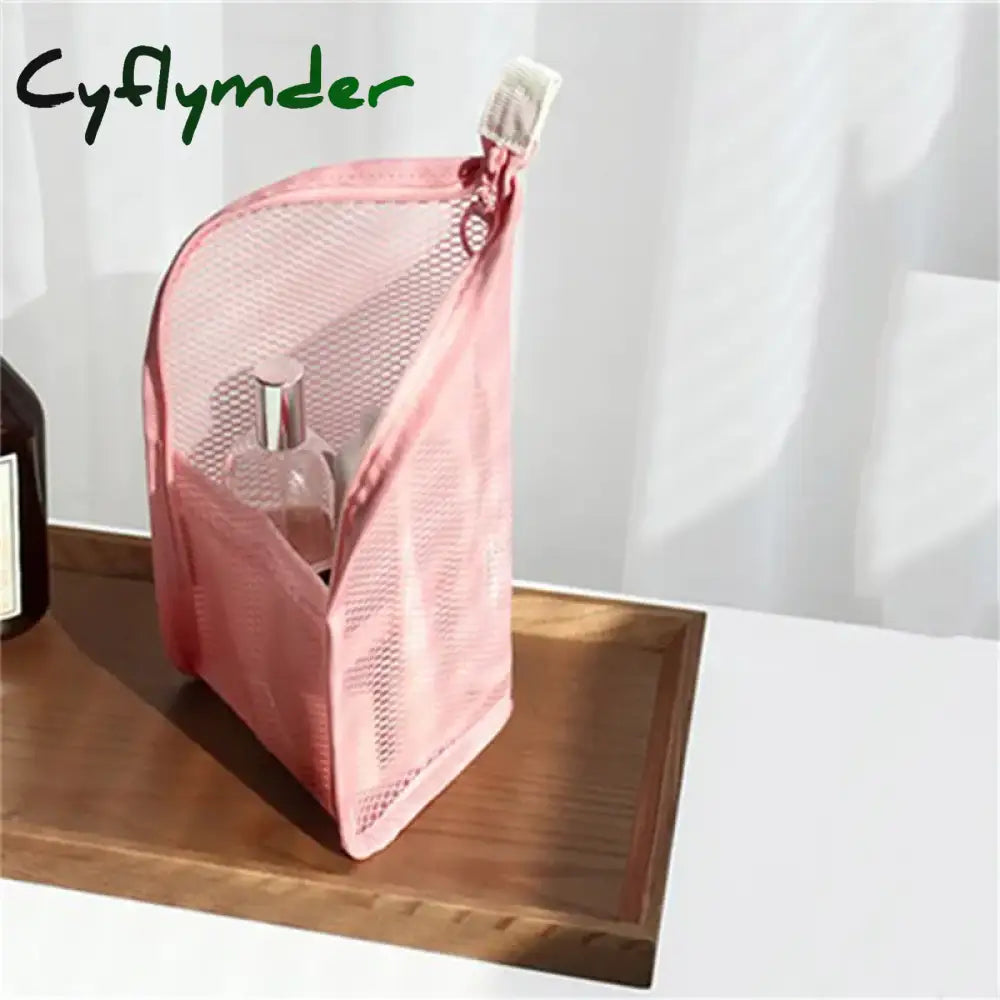 Cyflymder 1 Pc Folding Zipper Travel Makeup Brush Bag Portable Mesh Cosmetic Toothbrush Washing