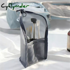 Cyflymder 1 Pc Folding Zipper Travel Makeup Brush Bag Portable Mesh Cosmetic Toothbrush Washing