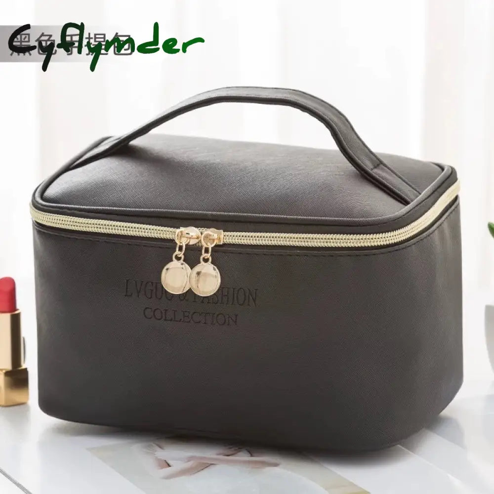 Cyflymder 1 Pc Large Women Cosmetic Bag Pu Leather Waterproof Zipper Make Up Travel Washing Makeup