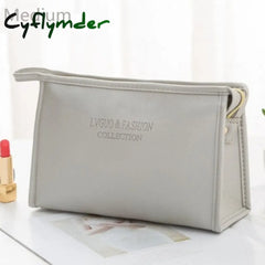 Cyflymder 1 Pc Large Women Cosmetic Bag Pu Leather Waterproof Zipper Make Up Travel Washing Makeup