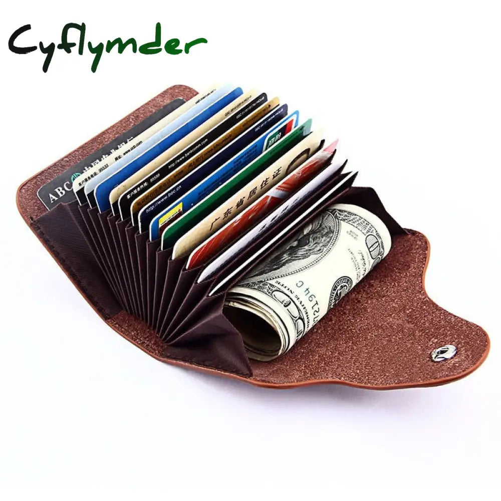 Cyflymder 1 Pc Men Card Holder Genuine Leather Business Wallet Women Credit Case Unisex Zipper Coin