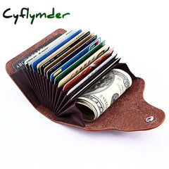 Cyflymder 1 Pc Men Card Holder Genuine Leather Business Wallet Women Credit Case Unisex Zipper Coin