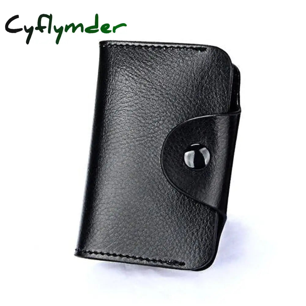 Cyflymder 1 Pc Men Card Holder Genuine Leather Business Wallet Women Credit Case Unisex Zipper Coin