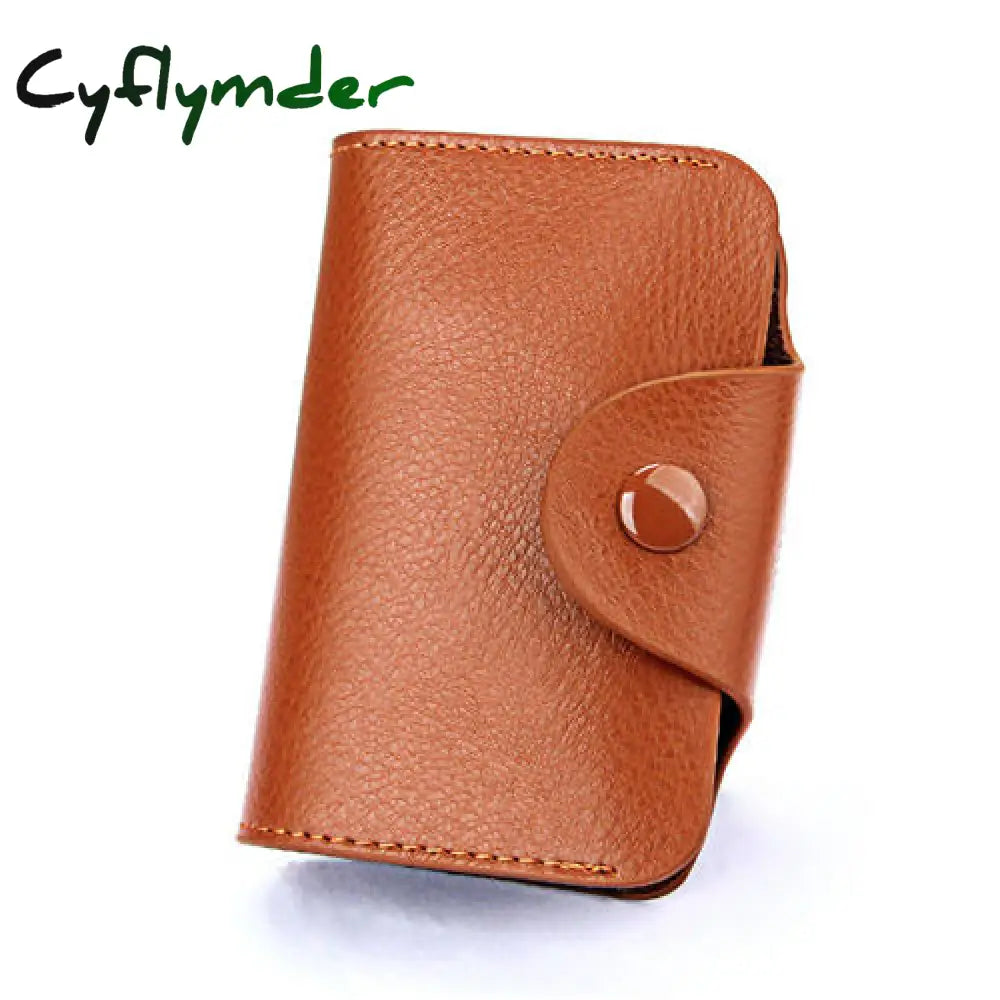 Cyflymder 1 Pc Men Card Holder Genuine Leather Business Wallet Women Credit Case Unisex Zipper Coin