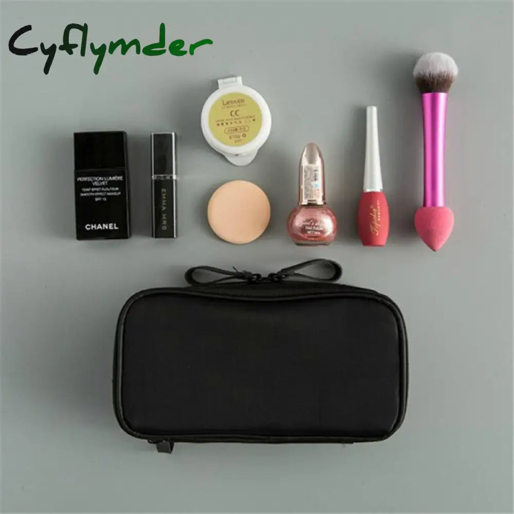 Cyflymder 1 Pc Solid Cosmetic Bag Korean Style Women Makeup Pouch Toiletry Waterproof Organizer