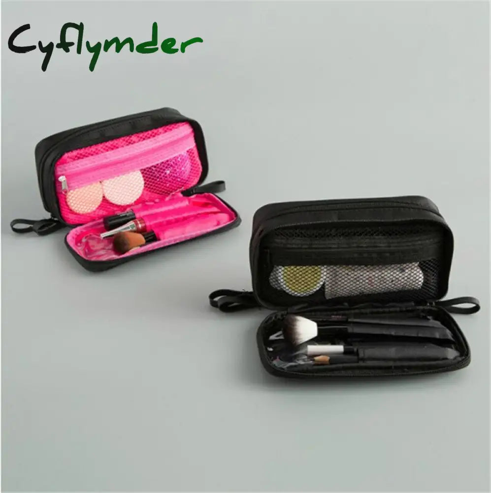 Cyflymder 1 Pc Solid Cosmetic Bag Korean Style Women Makeup Pouch Toiletry Waterproof Organizer