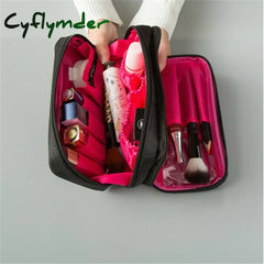 Cyflymder 1 Pc Solid Cosmetic Bag Korean Style Women Makeup Pouch Toiletry Waterproof Organizer