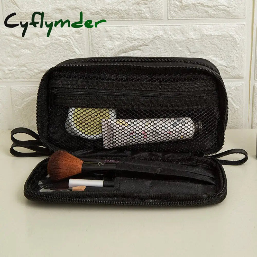 Cyflymder 1 Pc Solid Cosmetic Bag Korean Style Women Makeup Pouch Toiletry Waterproof Organizer