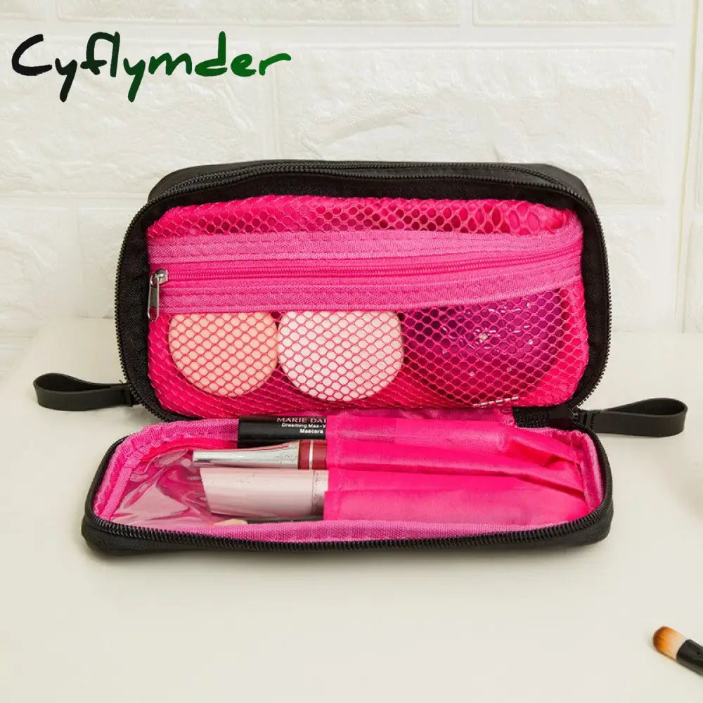 Cyflymder 1 Pc Solid Cosmetic Bag Korean Style Women Makeup Pouch Toiletry Waterproof Organizer