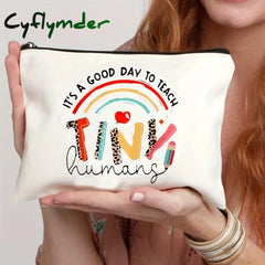 Cyflymder 1 Pc Teach Them Love Watch Grow Print Teacher Cosmetic Bag Women Makeup Pouch Travel