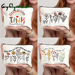 Cyflymder 1 Pc Teach Them Love Watch Grow Print Teacher Cosmetic Bag Women Makeup Pouch Travel