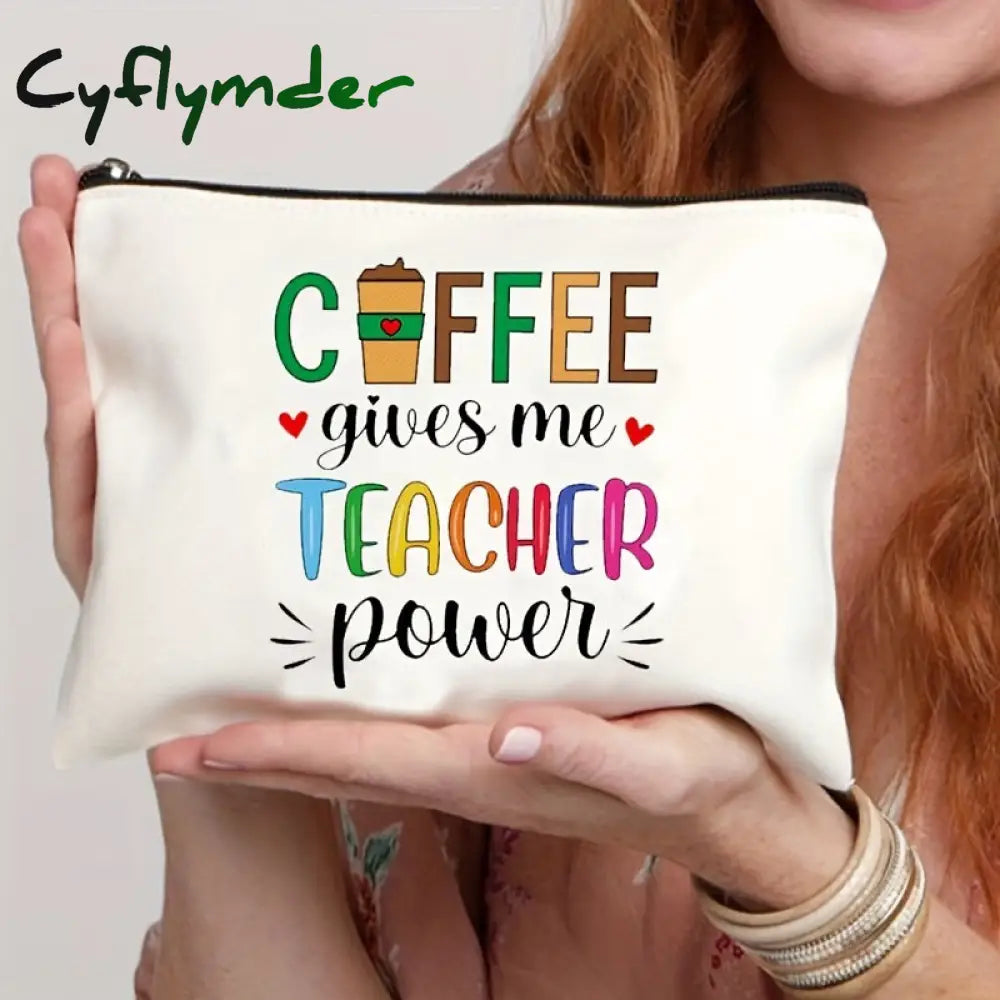 Cyflymder 1 Pc Teacher Love Inspire Print Cosmetic Bag Women Makeup Pouch Travel Toiletry Organizer