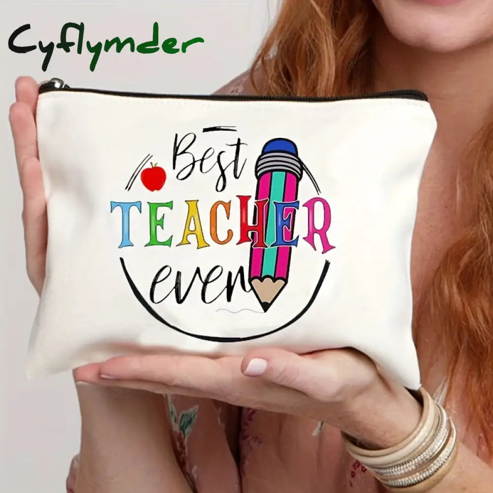 Cyflymder 1 Pc Teacher Love Inspire Print Cosmetic Bag Women Makeup Pouch Travel Toiletry Organizer