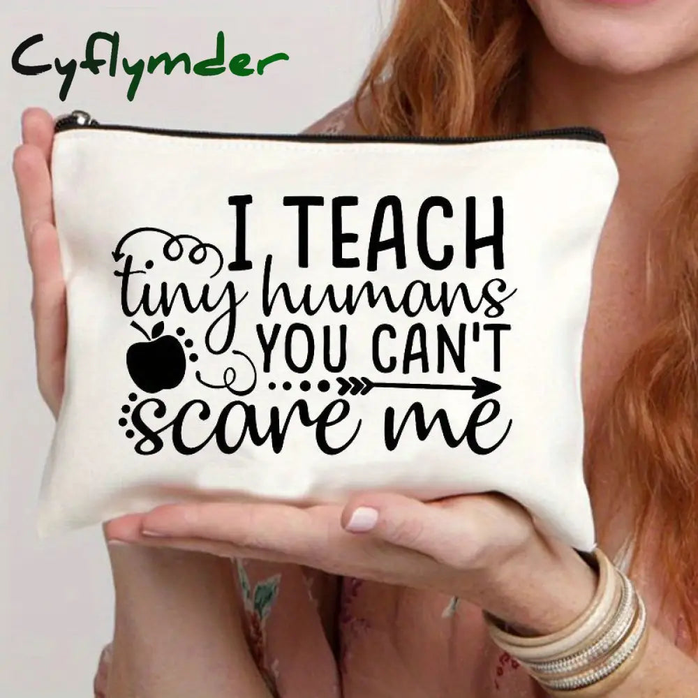 Cyflymder 1 Pc Teacher Love Inspire Print Cosmetic Bag Women Makeup Pouch Travel Toiletry Organizer