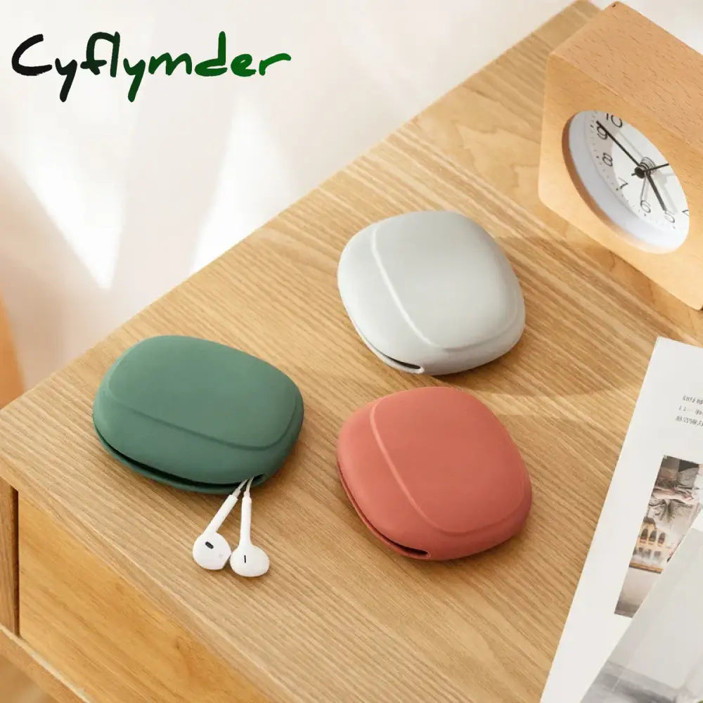 Cyflymder 1 Piece Headphone Storage Box Silicone Earphone Data Cable U Disk Organizer Cute Coins