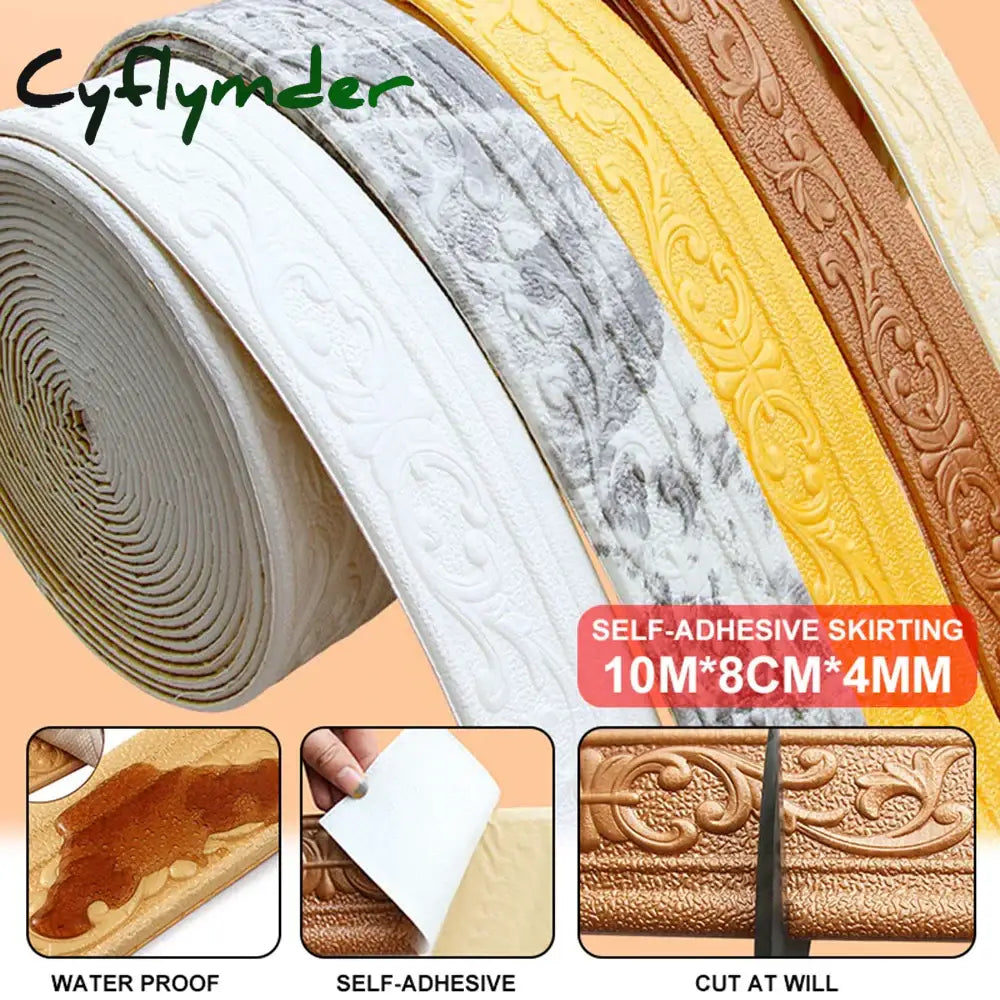 Cyflymder 10/2.3meter Home Stickers Self Adhesive Waterproof Wall Trim Line Skirting Border Room Decoration Bedroom