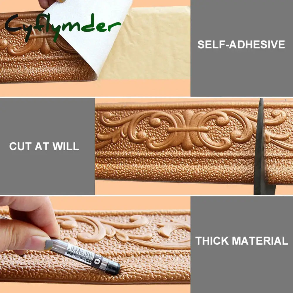 Cyflymder 10/2.3meter Home Stickers Self Adhesive Waterproof Wall Trim Line Skirting Border Room Decoration Bedroom