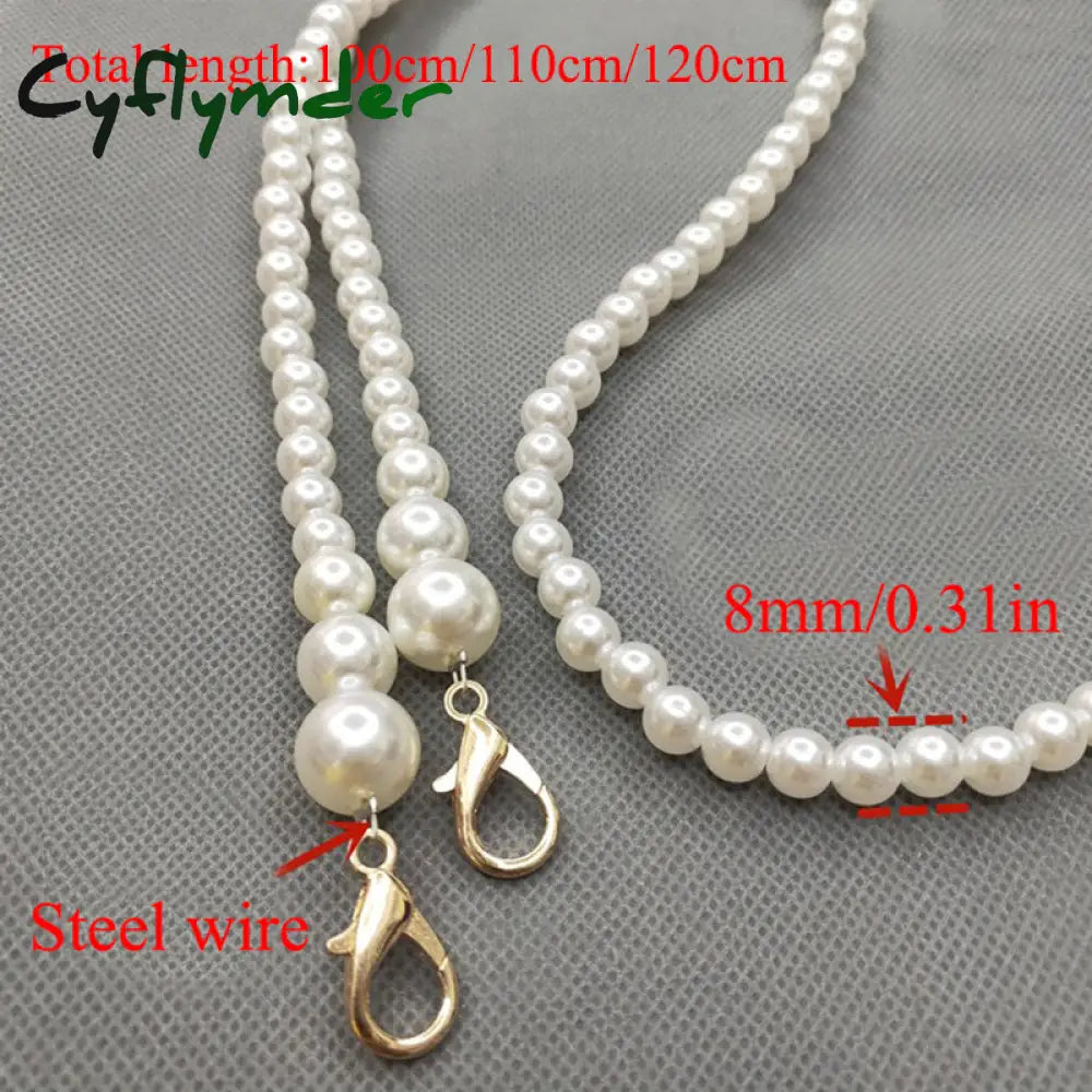 Cyflymder 100/110/120Cm Pearl Strap For Bags Handbag Handles Diy Purse Replacement Long Beaded