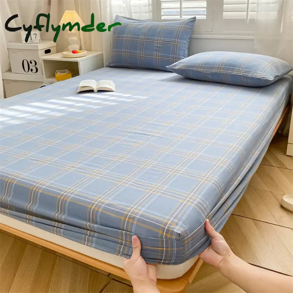 Cyflymder 100% Cotton Fitted Sheet Stripe Style Bed Cover Skin-friendly Mattress Cover sabanas Adults Kids Bed Sheets