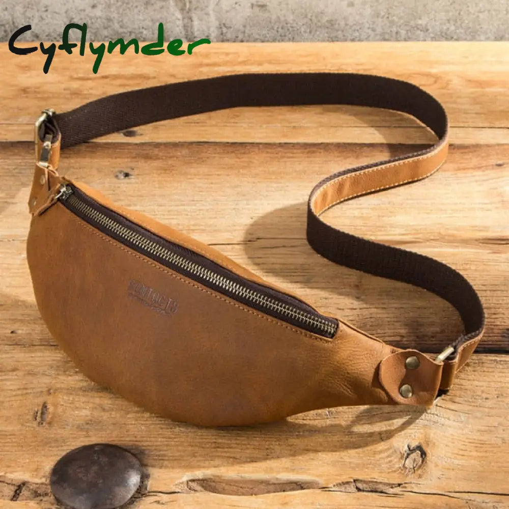 Cyflymder 100% Crazy Horse Leather Waist Packs Travel Fanny Pack For Men Bag Male Belt