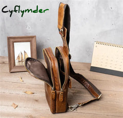 Cyflymder 100% Genuine Leather Chest Bag Male Shoulder Messenger Men Crossbody Business Pack Casual