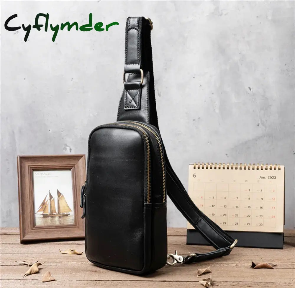 Genuine Leather Chest Bag Male Shoulder Messenger Bag Men Crossbody Business Chest Pack Casual Bag Men Multifunctional Bag