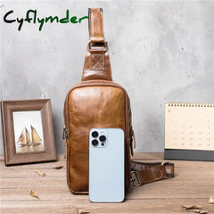 Cyflymder 100% Genuine Leather Chest Bag Male Shoulder Messenger Men Crossbody Business Pack Casual