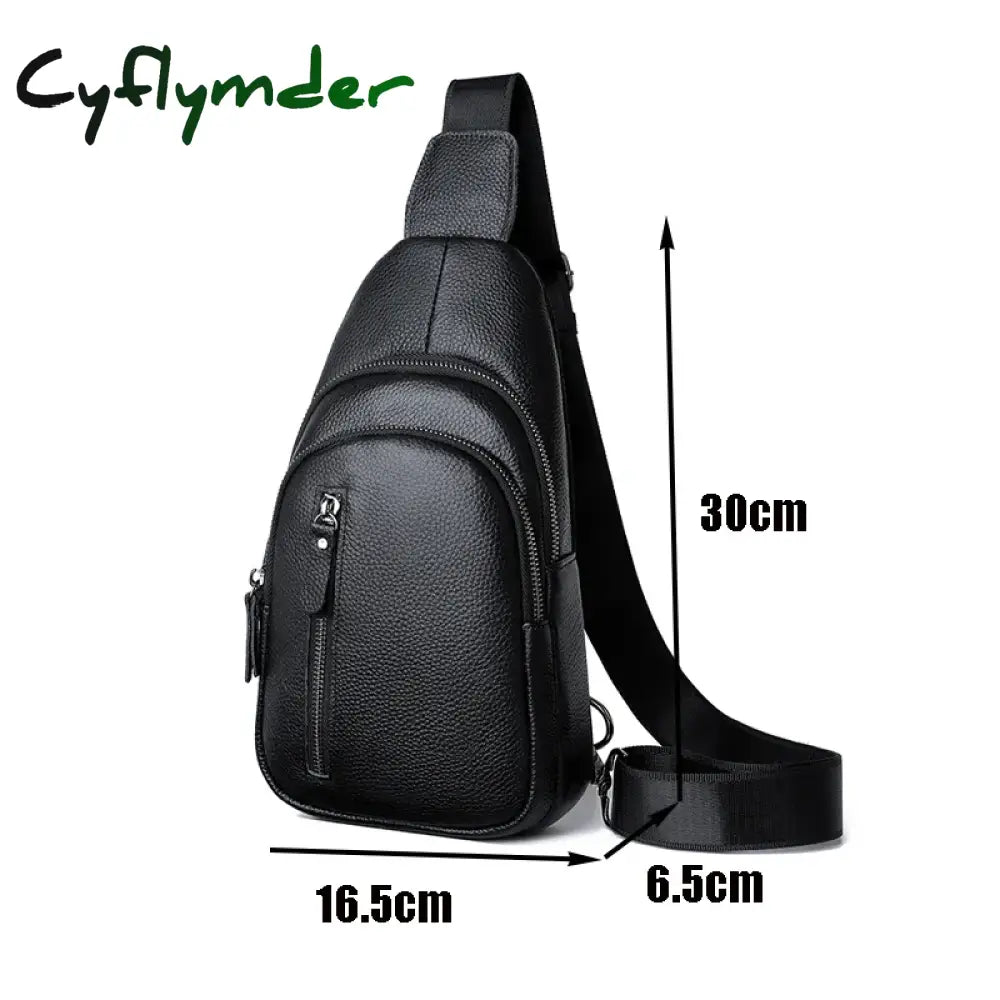 Cyflymder 100% Genuine Leather Men Chest Bag Male Shoulder Messenger Casual Crossbody Fashion