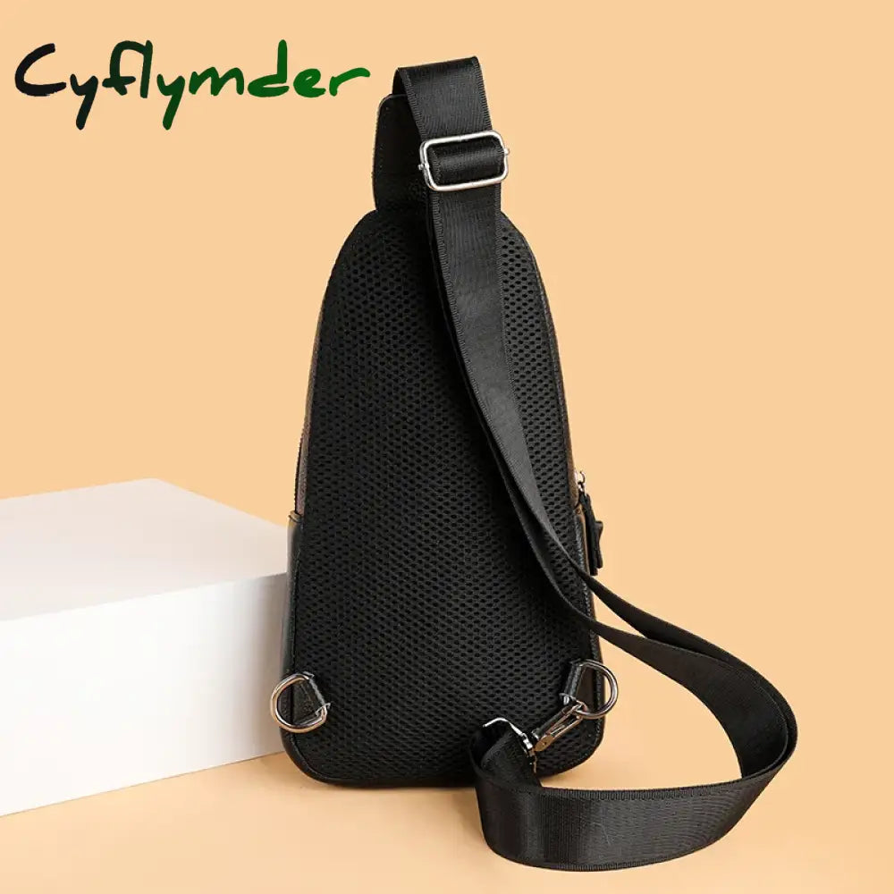 Cyflymder 100% Genuine Leather Men Chest Bag Male Shoulder Messenger Casual Crossbody Fashion