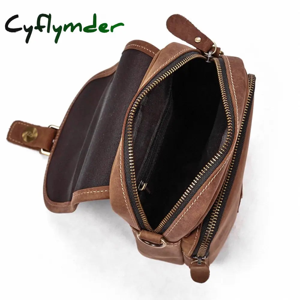 Cyflymder 100% Genuine Leather Messenger Bags Retro Cow Man Bag Corssbody Handlebags Multifunction