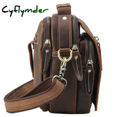 Cyflymder 100% Genuine Leather Messenger Bags Retro Cow Man Bag Corssbody Handlebags Multifunction