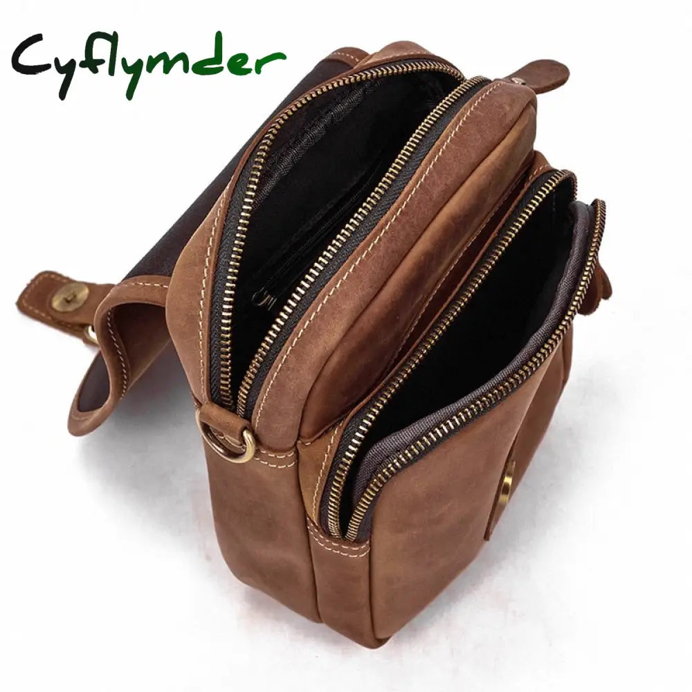 Cyflymder 100% Genuine Leather Messenger Bags Retro Cow Man Bag Corssbody Handlebags Multifunction