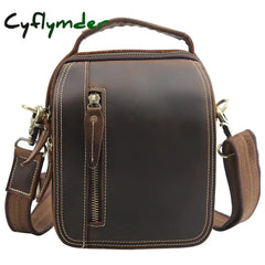 Cyflymder 100% Genuine Leather Messenger Bags Retro Cow Man Bag Corssbody Handlebags Multifunction