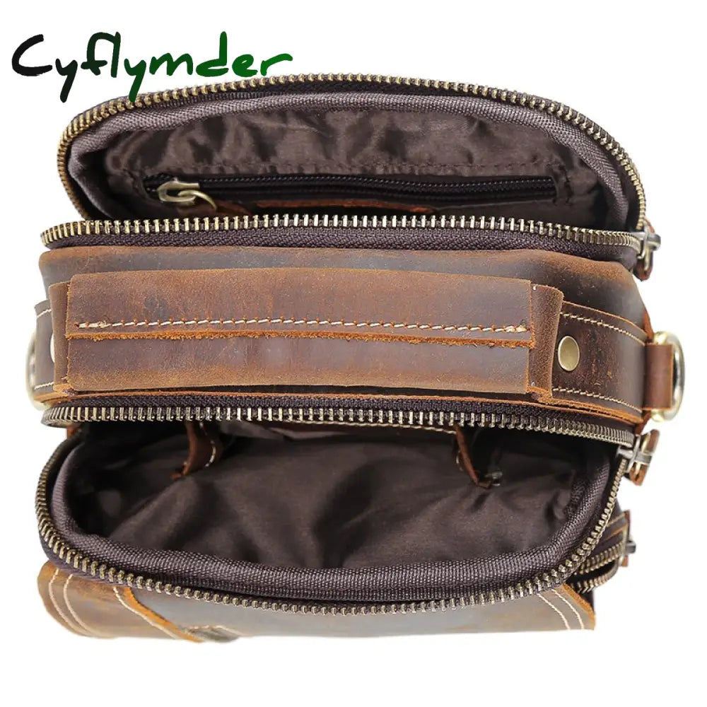 Cyflymder 100% Genuine Leather Messenger Bags Retro Cow Man Bag Corssbody Handlebags Multifunction