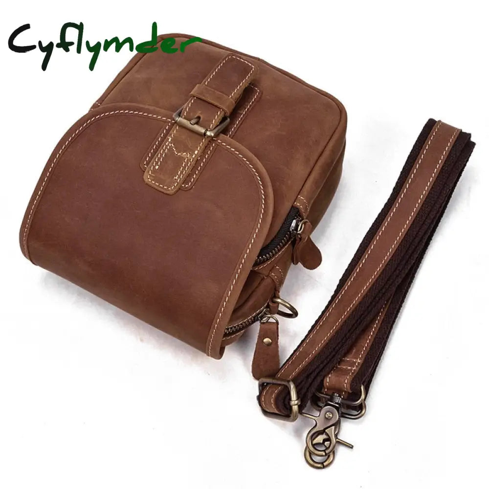 Cyflymder 100% Genuine Leather Messenger Bags Retro Cow Man Bag Corssbody Handlebags Multifunction